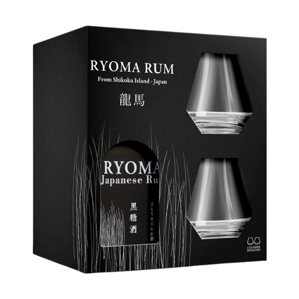 RYOMA Rhum Japonais 40,0% Vol., 0,7 Liter in Geschenkpackung mit 2 Gl&auml;sern