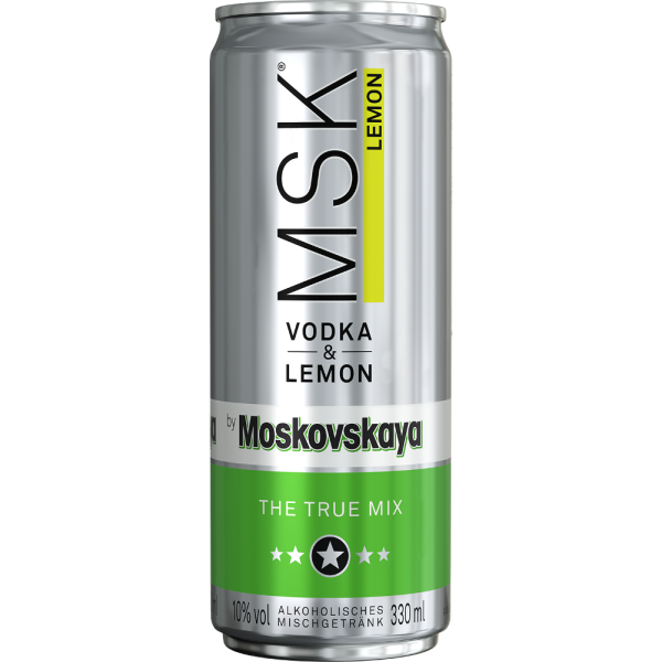 MSK by  Moskovskaya Vodka &amp; Lemon 10,0% Vol., 0,33 Liter Dose